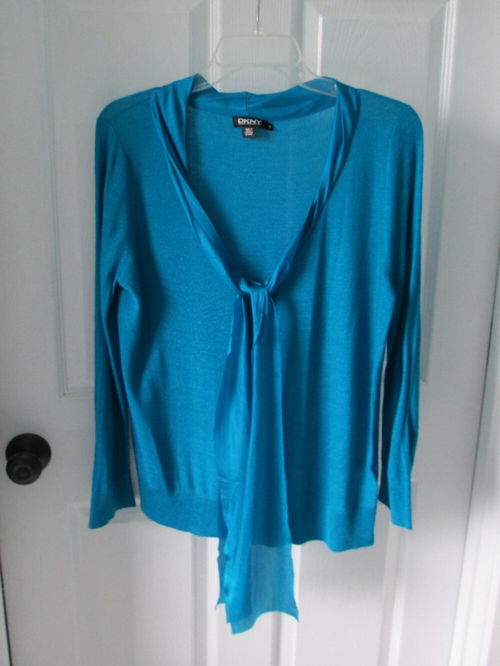 DKNY silk lightweight cardigan with bow tie